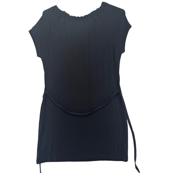 Talbots Belted Midi Dress Black Short Cap Sleeve Stretch Pullover Size 3X - Picture 3 of 10